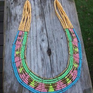 Boho multi strand beaded choker collar necklace Bohemian Festival tribal  hippie